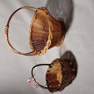 Wicket Baskets Set of 2 Small Flower Girl Basket Easter Baskets Braided Design